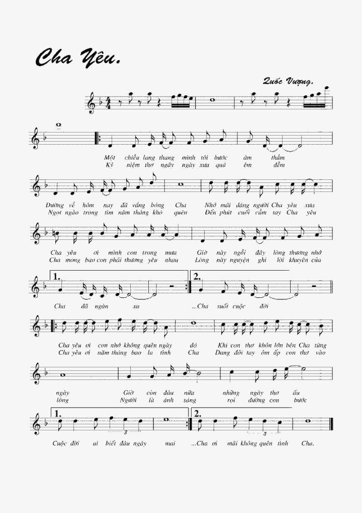 Sheet nhạc Cha Yêu